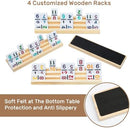 Mexican Train Dominoes Set with Numbers and 4 Wooden Trays/Racks, Double 12…