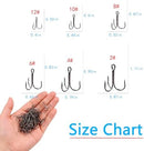 Afmivs Treble Fishing Hooks Freshwater Saltwater, 100pcs Treble Hooks for…