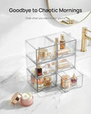Vtopmart 4 Pack Small Clear Stackable Storage Drawers for Desk, Countertop