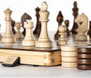 A&A 15" Magnetic Wooden Chess Set/Folding Board / 3" King Height German Knight…
