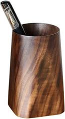 Durable Whole Piece Black Walnut Pencil Wood Pen Holder Wooden Desktop Pencil Cup Office Supplies Organizer Caddy Stand, 75x75x120mm — 2