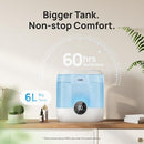 DREO 6L Cool Mist Humidifier, 60-Hour Runtime, 500 sq ft, Blue