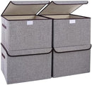 Large 22 Quart Linen Fabric Foldable Storage Bin Cube Organizer Basket with…