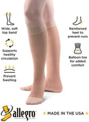 Allegro Knee High Sheer 20-30 mmHg Compression Socks for Men & Women | X-Large Full-Calf | Fawn — 5