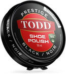 TODD Prestige Shoe Polish BLACK High Gloss with Carnauba Wax 1.125 OZ | Shine and Protect for Leather Shoes, Boots, Bags | Metal Tin | 50ml — 3