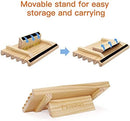 plusvivo Domino Racks with Stand Set of 4, Mexican Train Dominoes Set Trays…