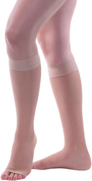 Allegro Women's Sheer Knee High Compression Stockings 20-30 mmHg Open Toe | Nude | Large — 1