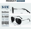 Polarized Aviator Sunglasses, Metal Frame, UV Protection