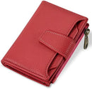 Airkit Small Wallet Women RFID Blocking Soft Leather Bifold Compact Card Holder Wallet for Women with Zipper Coin Pocket 4 ID Window