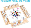 Mexican Train Numbers Dominoes with 4 Wood Trays, Color Double 12 Numerical…