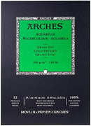 Arches Watercolor Paper Pad, 140 Pound, Cold Press, 9"x12", 12 Sheets/Pack, Case of 3 Packs | 9"x12" (Pack of 3) — 7