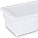 Sterilite 6 Qt Storage Box, Stackable Bin with Lid, Plastic Container to Organize Shoes and Crafts on Closet Shelves, Clear with White Lid, 1-Pack — 5