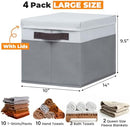 Large Closet Storage Baskets Bins with Lids 4 Pack, Storage Baskets for…