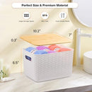 Ohmlove 4 Packs Storage Bins with Bamboo Lids - Plastic Storage Containers…