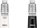Winsor & Newton Winton Oil Colour Bundle, 2 x 200ml (6.75-oz) Tubes, Titanium White & Ivory Black | 1 count (pack of 1) — 1
