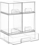 Vtopmart Stackable Storage Drawers Set of 5, Clear Plastic Organizer Bins for…