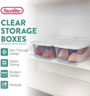 Sterilite 6 Quart Storage Box, Clear Plastic with White Snap Lid, 12 Pack