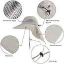 KOOLSOLY Safari Sun Hat with Neck Flap, UPF 50+, Wide Brim