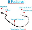 Afmivs Worm Hooks for Bass Fishing Hooks, 110pcs Bass Hooks Fishing, 6 Sizes…
