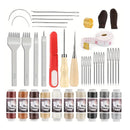 44pcs Leather Sewing Kit, Leather Working Tools With Waxed Thread, 4mm Prong Punch, Sewing Awl And Large-Eye Stitching Needles, Leather Tools And Supplies For Beginner