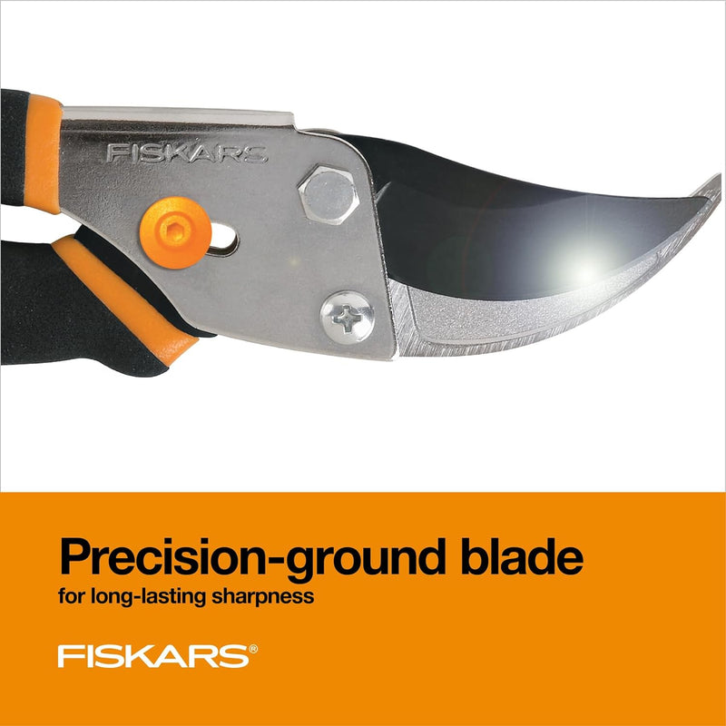 Fiskars Bypass Pruning Shears 5/8 inch Garden Clippers - Plant Cutting Scissors with Sharp Precision-Ground Steel Blade
