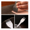 4pcs PMMJ Stainless Steel 1/2/4/6 Holes Fork Row Hole Punch DIY Diamond Lacing Stitching Chisel Set Leather Craft Kit Hand Piercing Round Stitching Punching Tool Leather Shoes Leather Row Hole Punching Tool