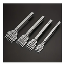4pcs PMMJ Stainless Steel 1/2/4/6 Holes Fork Row Hole Punch DIY Diamond Lacing Stitching Chisel Set Leather Craft Kit Hand Piercing Round Stitching Punching Tool Leather Shoes Leather Row Hole Punching Tool