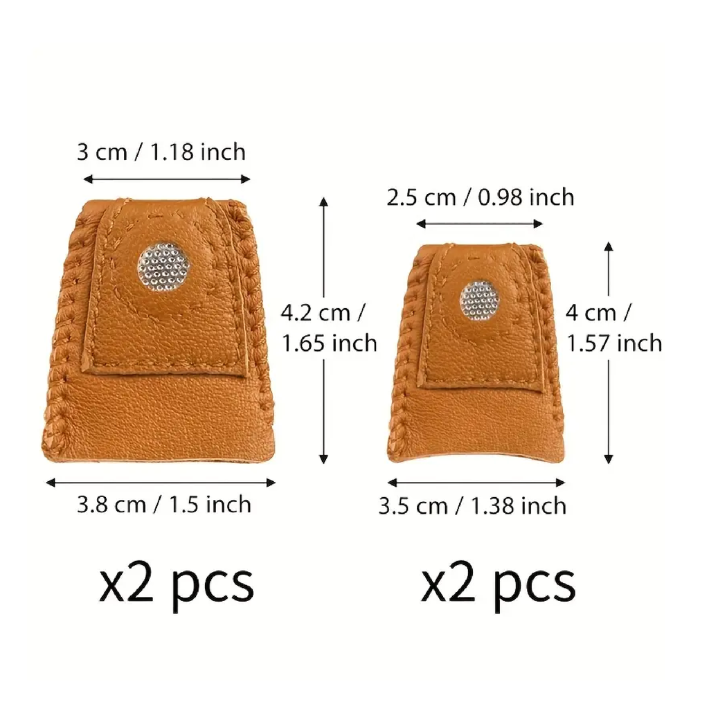 4pcs Sewing Thimble Finger Protector Leather Coin Thimble Pad Thimble