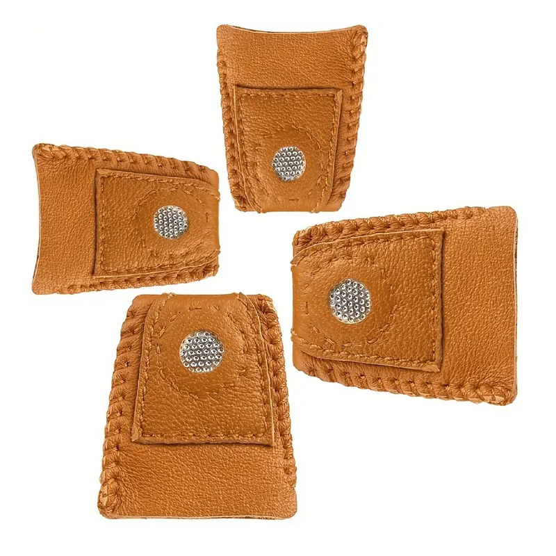 4pcs Sewing Thimble Finger Protector Leather Coin Thimble Pad Thimble Cover For Knitting Sewing DIY Sewing Tool Handmade Needlework Thimble Cover 2 Sizes