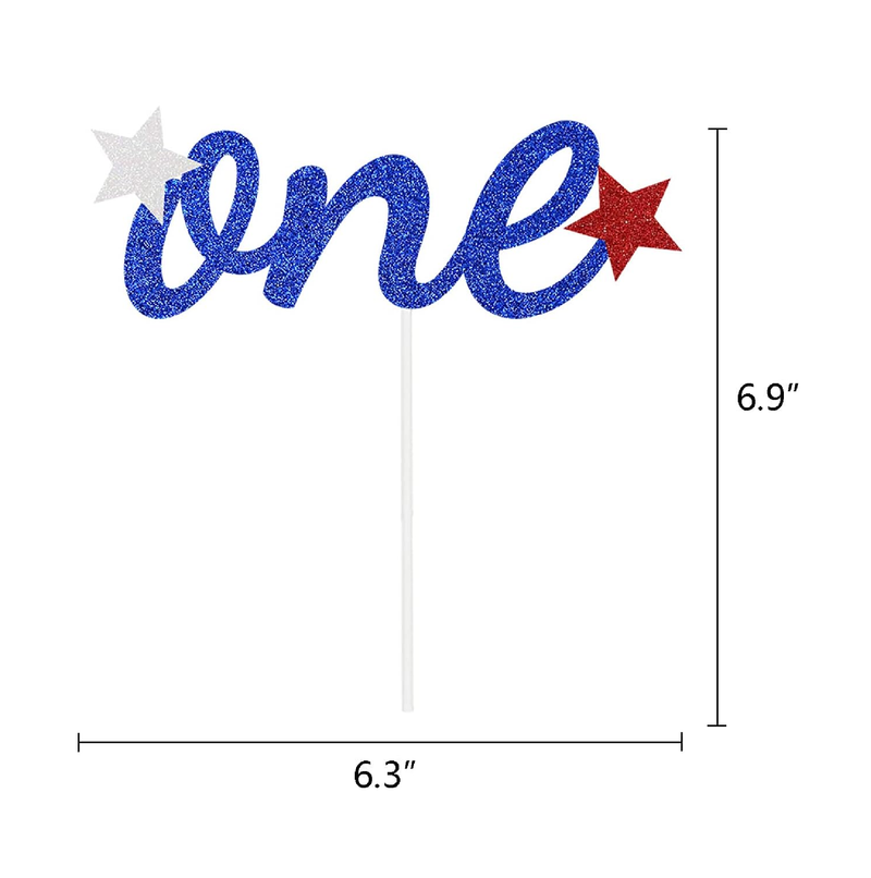 4th of July 1st Birthday Banner One Cake Topper Patriotic Cake Smash Photo Prop Highchair Party Decoration Red White Blue Paper Tassel Balloons