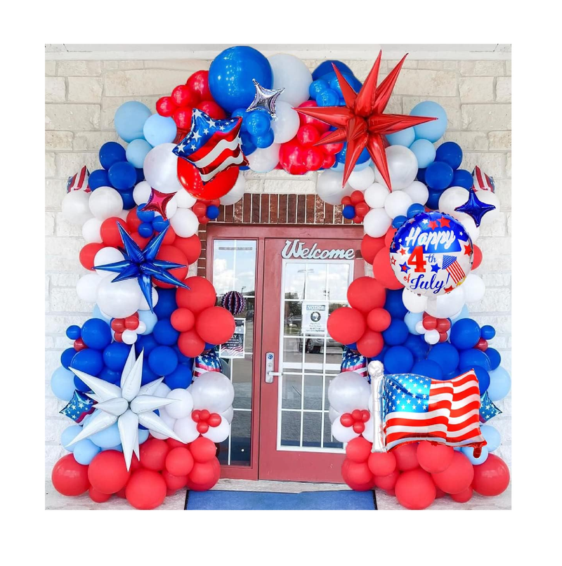4th of July Balloons Arch Decorations,Red White and Blue Balloons Garland Independence Day Balloons Star Foil Balloons for Fourth of July