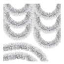 50FT Christmas Tinsel Garland with Snowflake Christmas Tree Decorations,Silver Metallic Twist Christmas Garland Hanging Tree Decor for New Year Party Holiday Indoor Outdoor Supplies