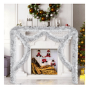 50FT Christmas Tinsel Garland with Snowflake Christmas Tree Decorations,Silver Metallic Twist Christmas Garland Hanging Tree Decor for New Year Party Holiday Indoor Outdoor Supplies