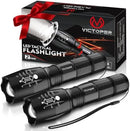Victoper LED Tactical Flashlight, 2-Pack, 5 Modes, Zoomable