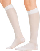 BSERA 2 Pairs Sheer Compression Socks for Women 15-20 mmHg Knee High | White | Medium — 1