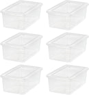 IRIS USA 6-Pack 6 Qt Storage Bins with Lids, Clear, Stackable — 1