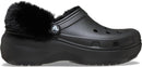 Crocs Women's Classic Platform Fuzz Lined Clogs, Fuzzy Slippers | 6 | Black — 1