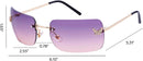 knliwkm Rimless Rectangle Y2k Sunglasses for Women Men Cute Small Clear Frameless Tinted Lens 2000S Fashion Shades Butterfly | Gold, Purple/ Pink — 7