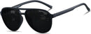 ANDWOOD Polarized Aviator Sunglasses for Women Men Tangle Free Pilot Shades | Matte Black | Polarized Dark Black — 1