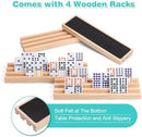 OZFRHO Mexican Train Dominoes Set 4 Wooden Racks Double 12 Game 91 Dot Tiles