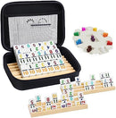 Mexican Train Dominoes Set with Numbers and 4 Wooden Trays/Racks, Double 12…