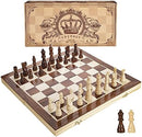 AMEROUS 15 Inches Magnetic Wooden Chess Set - 2 Extra Queens - Folding Board -…