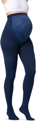 JOBST Maternity Opaque Compression Waist High Pantyhose Stockings, Closed Toe, 20-30 mmHg Moderate Support for Swollen Legs During Pregnancy | Medium | Navy — 1