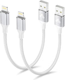 Aioneus Short iPhone Charger Cord 1ft 2Pack, Apple Certified USB A to Lightning Cable 1 Foot Nylon Braided Short iPhone Cable Fast Charging for iPhone 14 13 12 11 Pro Max XR XS 8 7 6 Plus SE 1