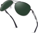 GQUEEN Classic Pilot Polarized Sunglasses Men Women Retro Shades UV400 MOS1 | A Gun Frame/Green Lens | Model A — 1