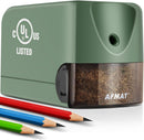 AFMAT Electric Pencil Sharpener for Classroom, Heavy Duty Colored Pencil Sharpener for 6.5-8mm Pencils, Plug in Pencil Sharpeners w/Upgraded Helical Blade (10000 Sharpenings), UL Listed, PS105 | Green — 1