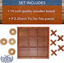 Wooden Tic Tac Toe Game – 9 Inch Solid Wood Board with X and O Pieces,…