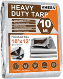 Tarps Heavy Duty Waterproof 10’ X 12’, 10 Mil Multipurpose Poly Tarp Cover,…
