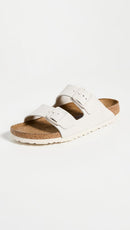 Birkenstock Women's Sandales Arizona Sfb Cuir Suede Earth Red – Antique White — 3
