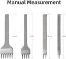 WUTA Leather White Steel Diamond Chisel Polished Prongs Leather Hole Punch Stitching Tools Chisel Set Leather Craft Kits (3mm,1+2+4+6 Teeth) | One Set | 3 mm spacing — 6